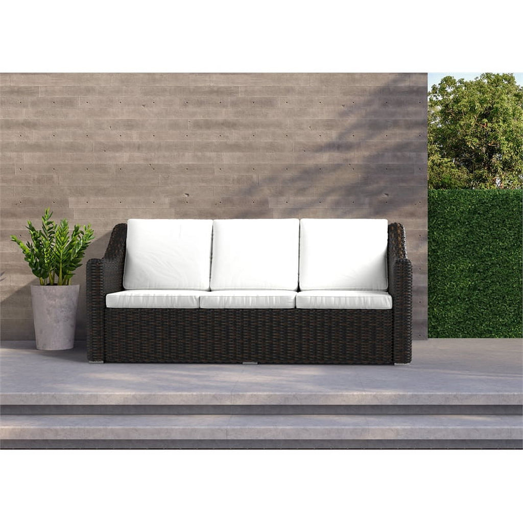Beige Cast Iron Outdoor Wicker Sofa J50416