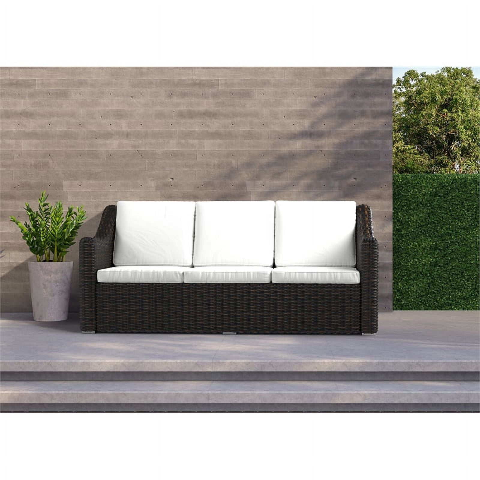 Beige Cast Iron Outdoor Wicker Sofa J50416