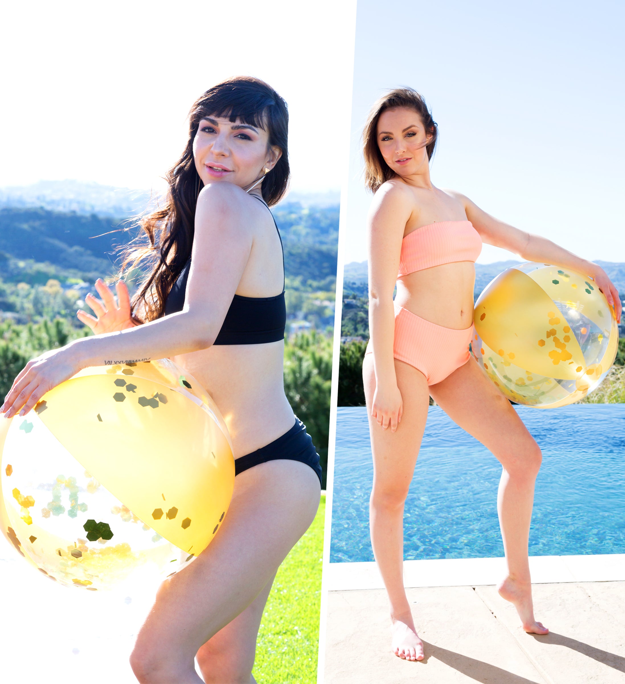 Bundle of Gold Inflatable Pool Float Tube & Beach Balls Set of 3 P275