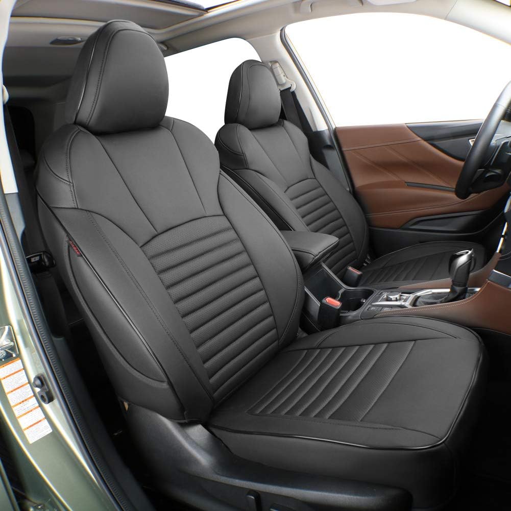 Black/Gray Leatherette Car Seat Covers B990