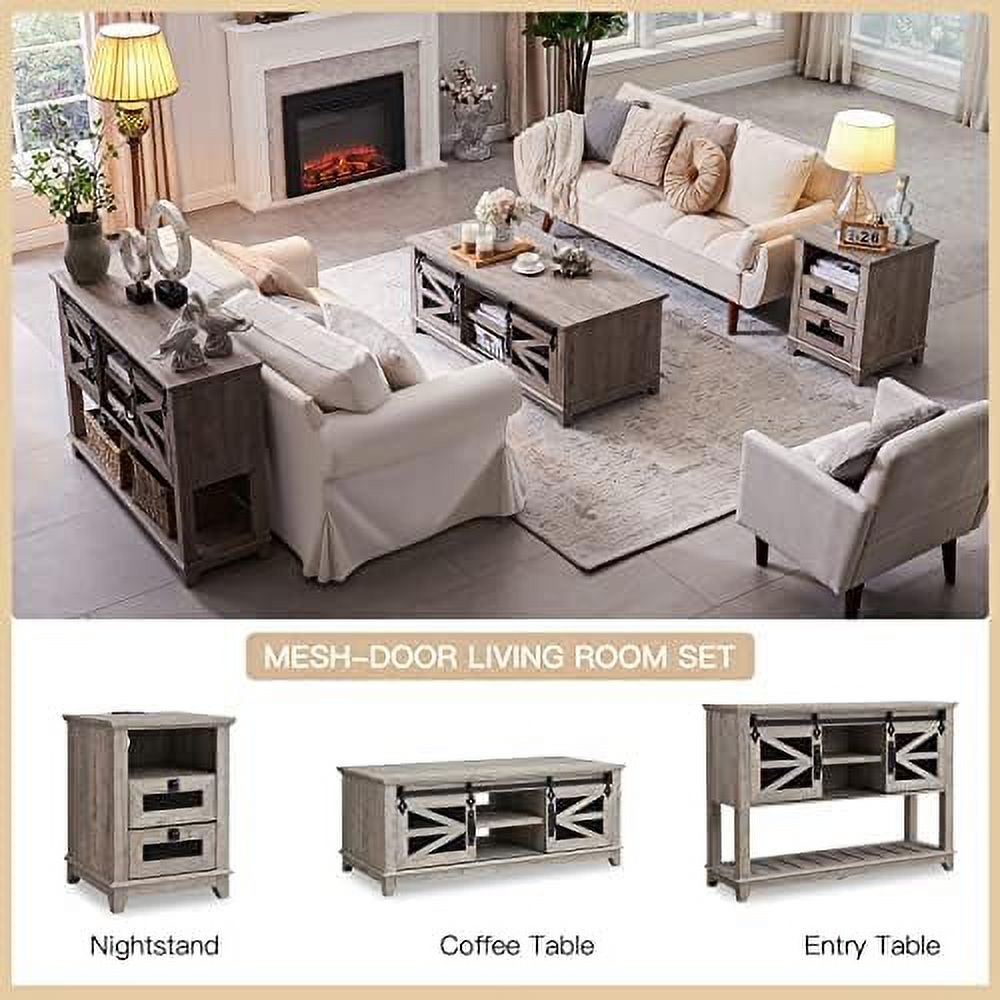 Entryway Table with Sliding Barn Doors, Farmhouse Console Table N27421
