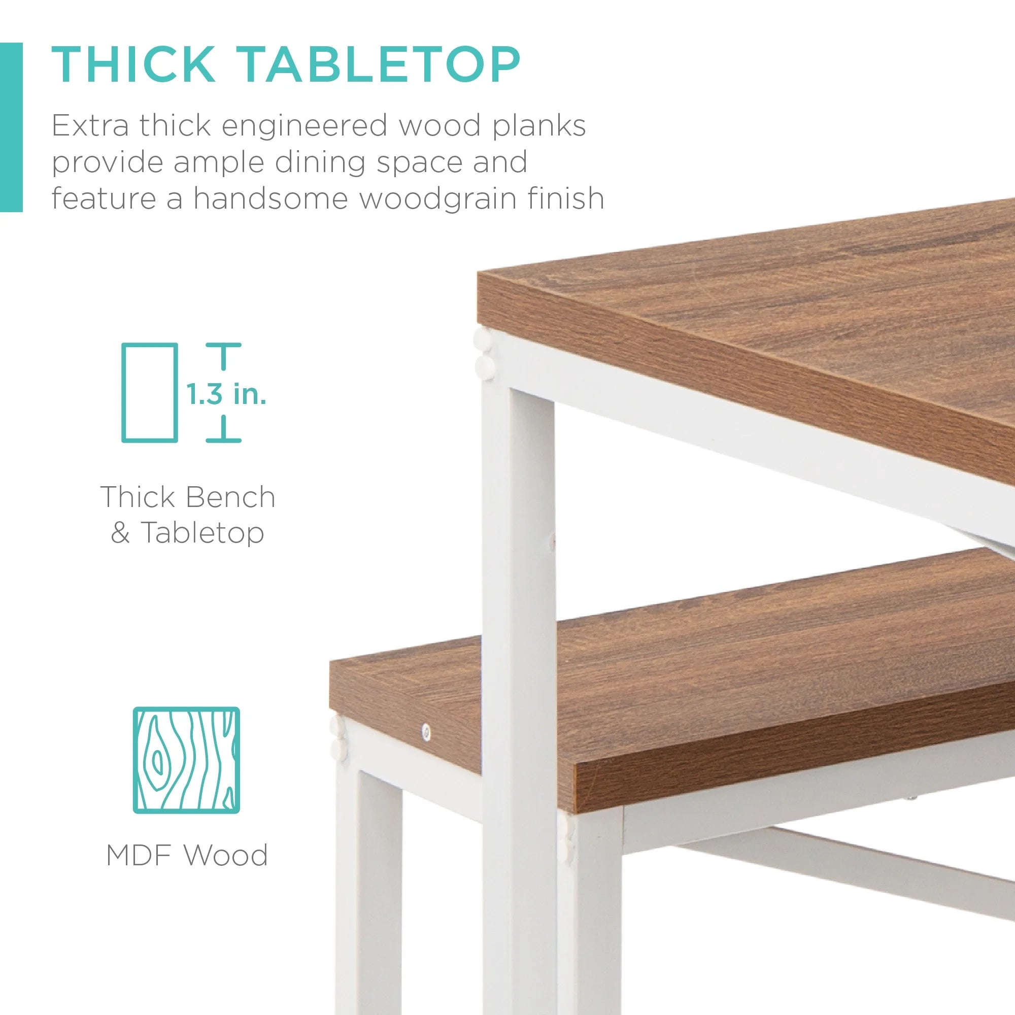 Brown/White 3-Piece Dining Furniture Set with 2 Benches V232977
