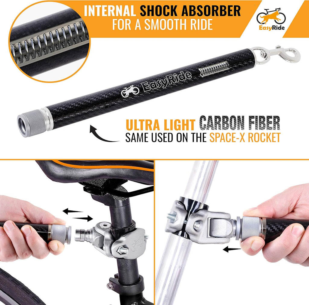 180° Rotating Dog Bike Leash with Shock Absorbers and Quick Attach Mechanism E2635