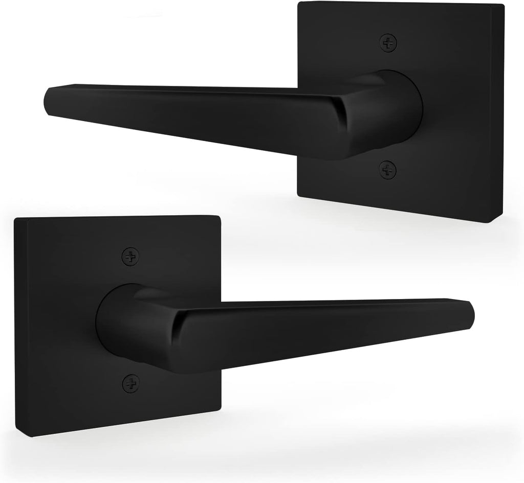 Matte Black Lever Door Handle and Deadbolt Lock Combo Pack of 2 O196650