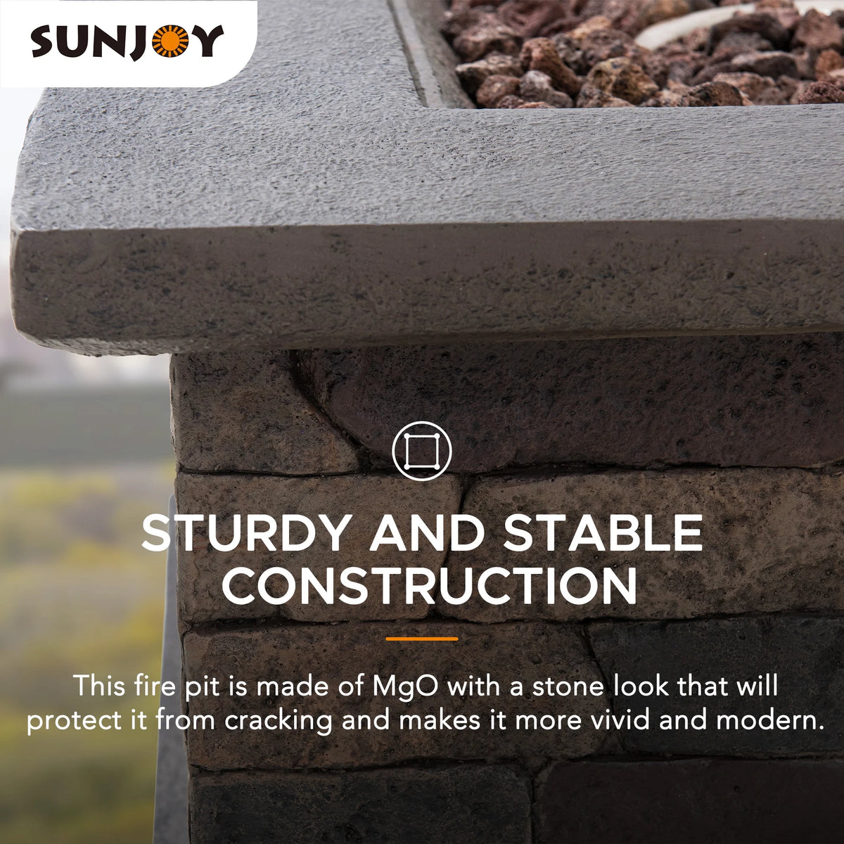 28 in. Smokeless Propane Gas Fire Pit Table with Lava Rocks O9353