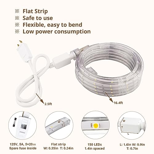 33ft Flexible LED Rope Lights, Color Changing RGB Strip Light with Remote Control, 8 Colors, Waterproof S289