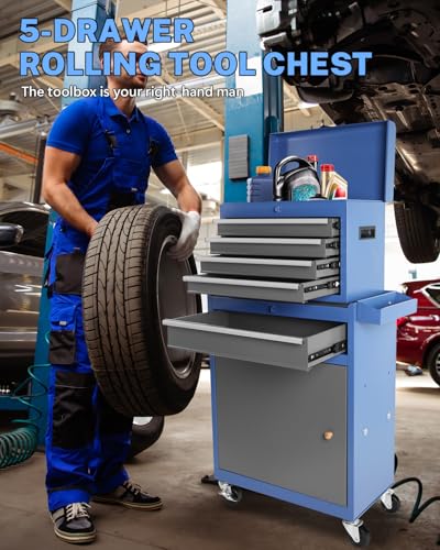 Black 5-Drawer Rolling Tool Chest E8693