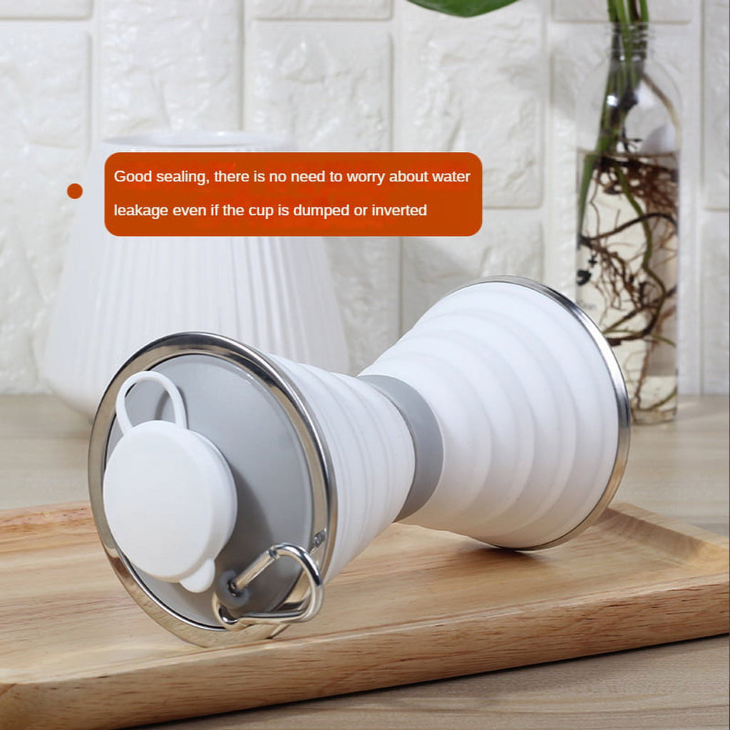Collapsible Silicone Water Bottle with Carabiner S4630