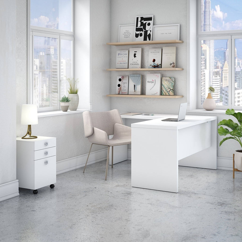 Gray Sand L Shaped Desk with Mobile File Cabinet T6702