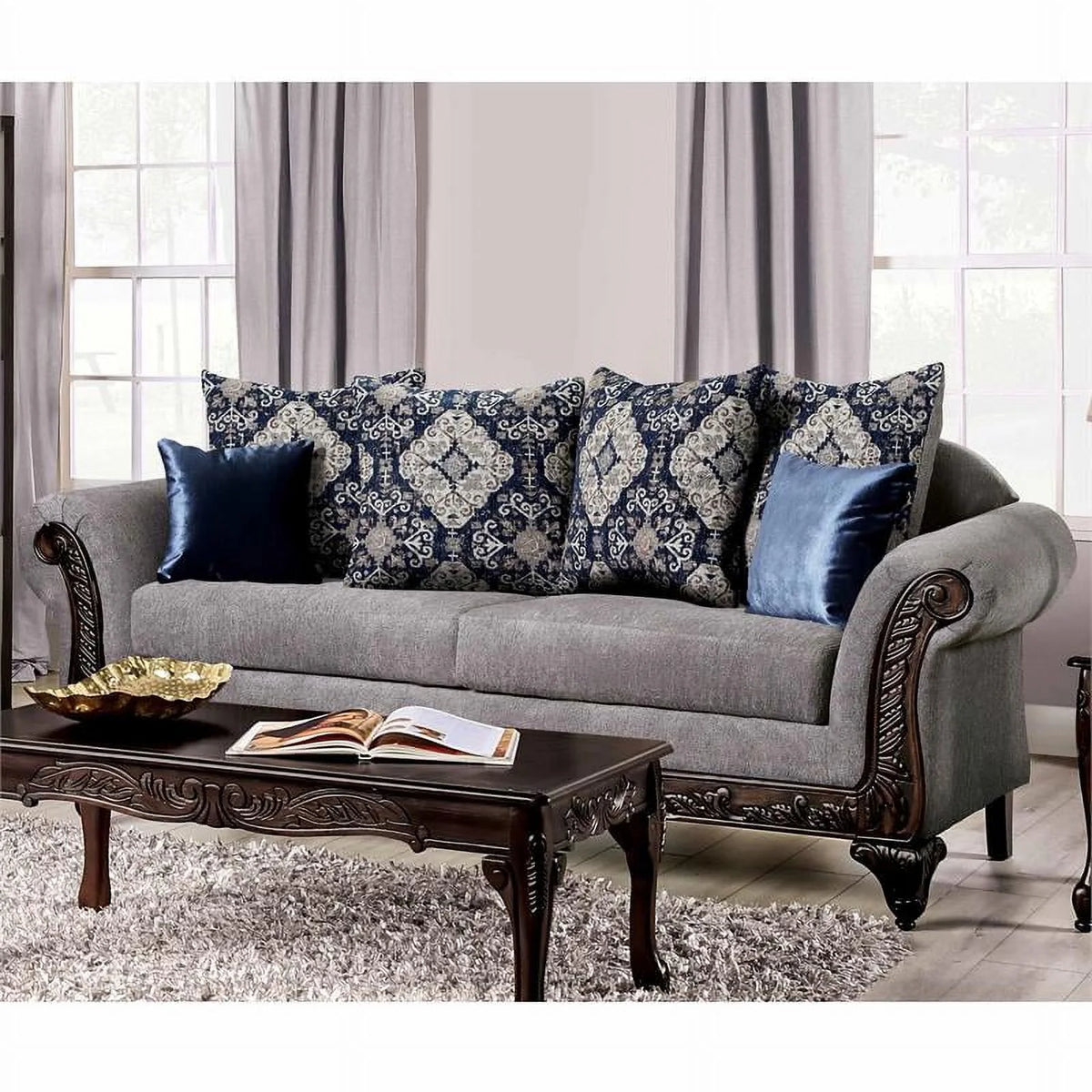 Gray Chenille 2-Piece Sofa Set E159133