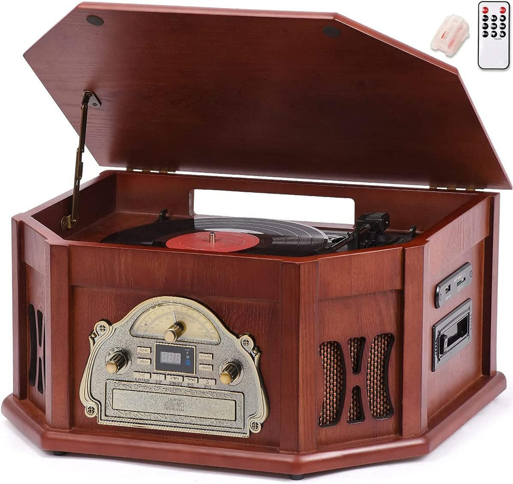 10-in-1 Bluetooth Record Player with 2 Built-in Speakers P389221
