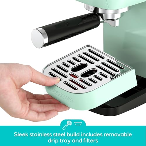 Stainless Steel Espresso Machine 20 Bar with Steam Frother 43.9oz Water Tank B314