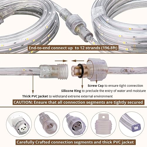 33ft Flexible LED Rope Lights, Color Changing RGB Strip Light with Remote Control, 8 Colors, Waterproof S289