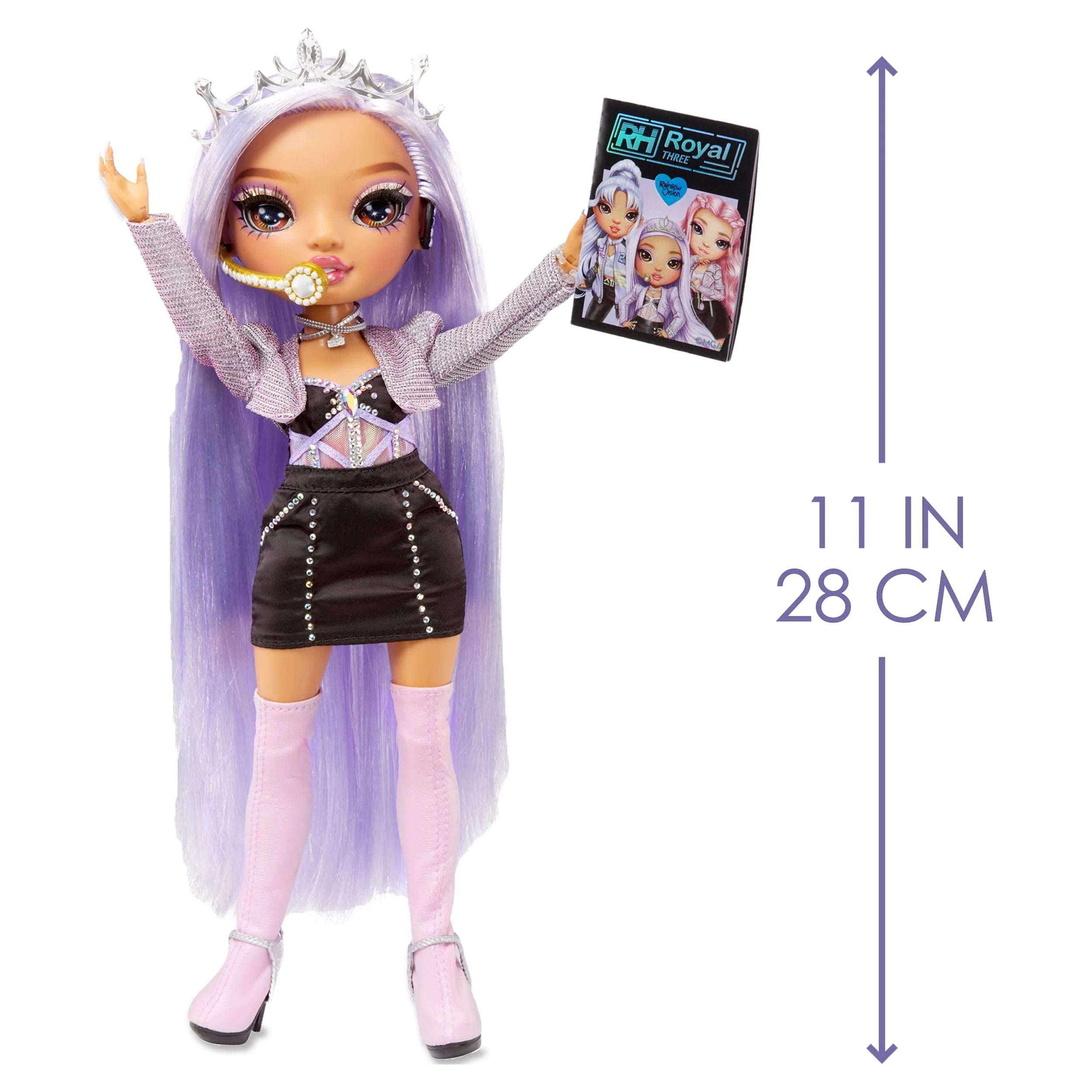 Purple Lilac Fashion Doll with 2 Designer Outfits and Microphone Headset Y846