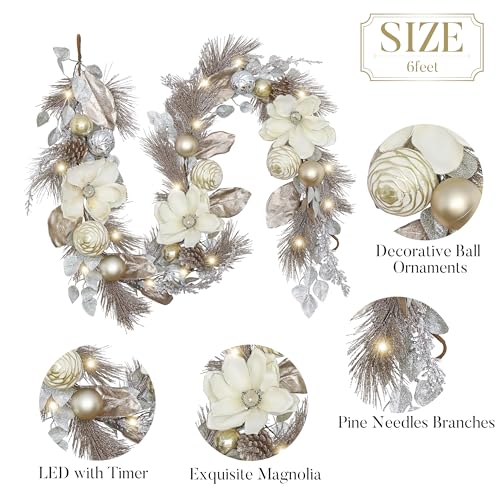6 Feet Pre-Lit Christmas Garland with Lights I383863