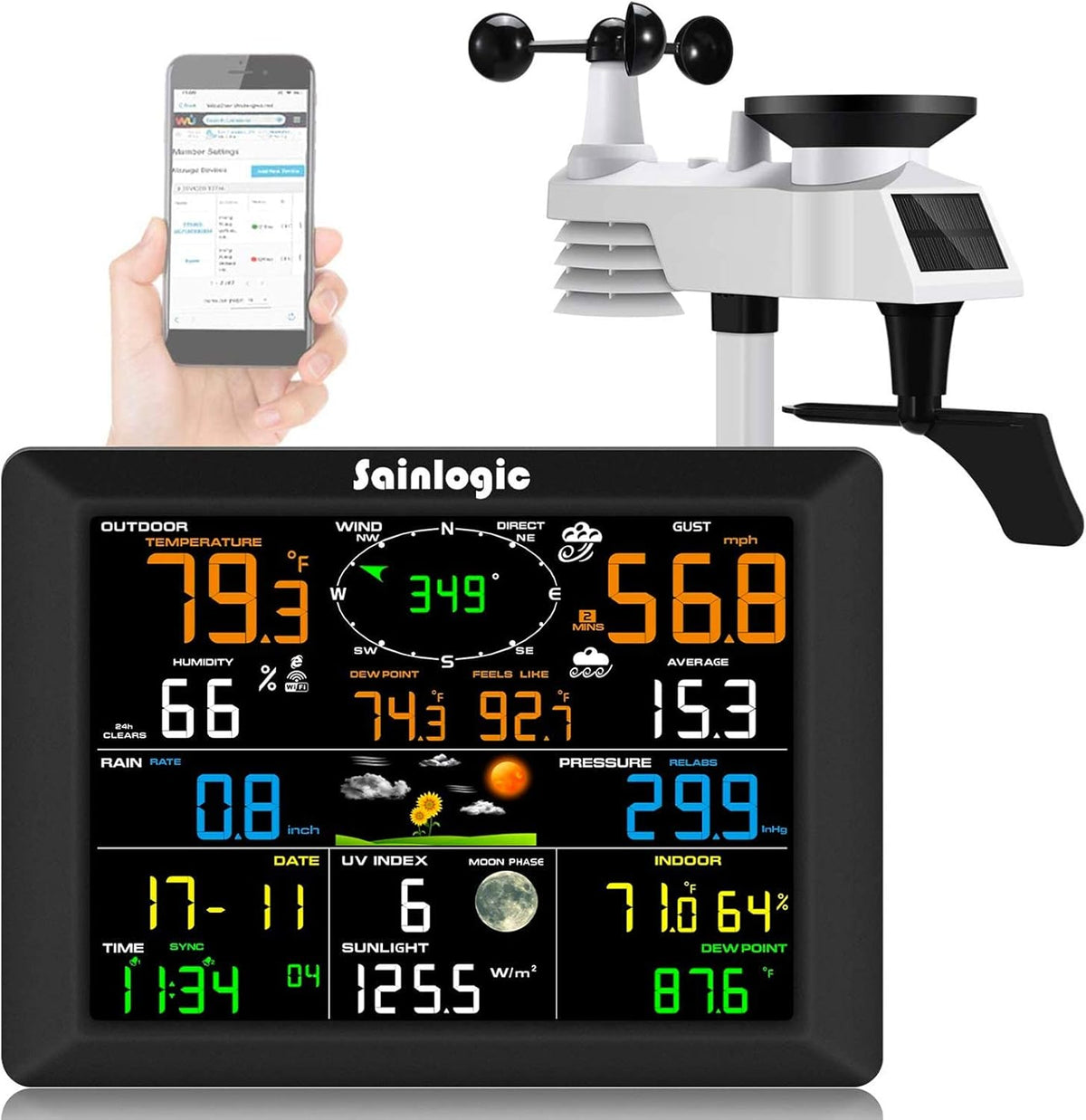 Black WiFi Weather Station with Outdoor Sensor Z4607