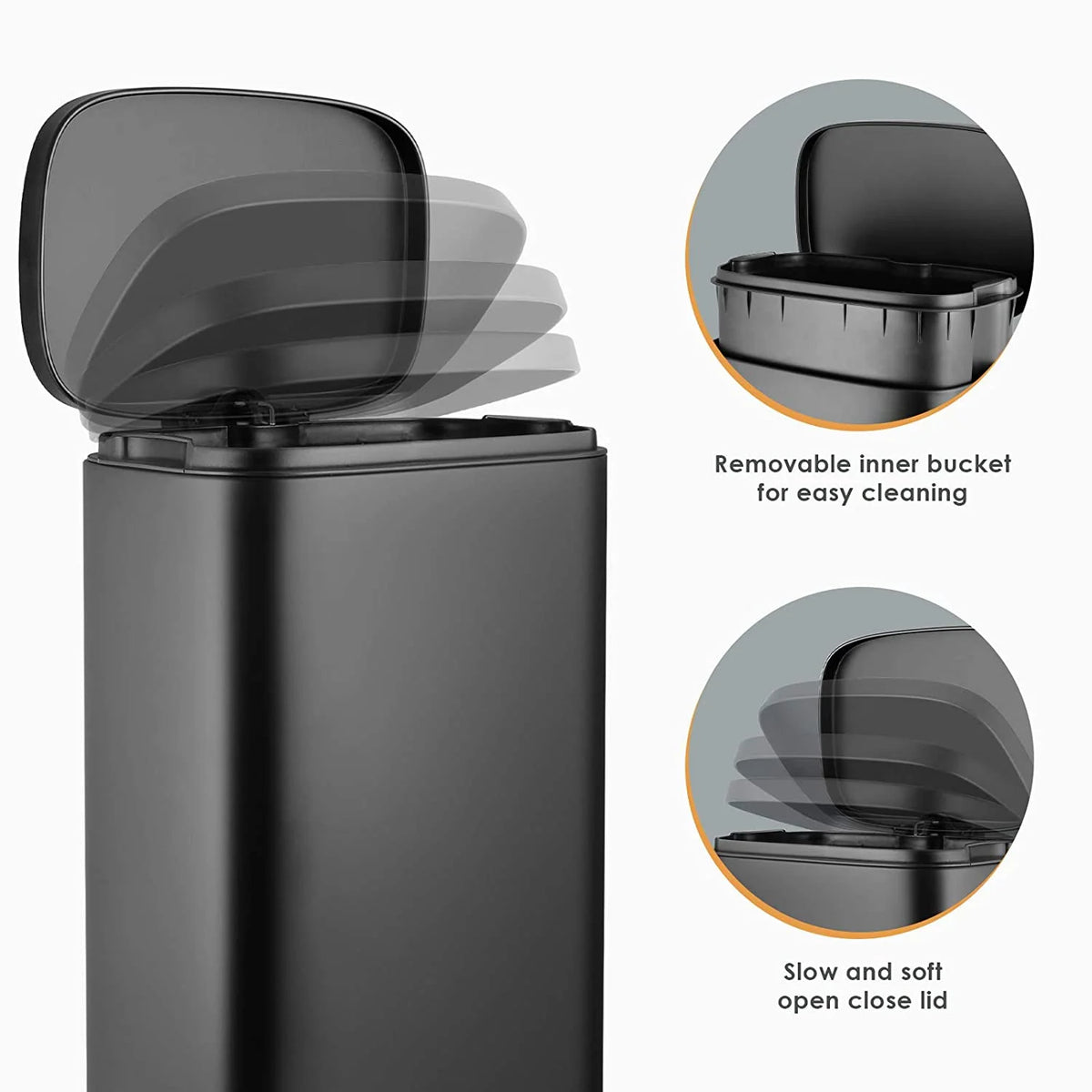 Black Stainless Steel Trash Can Y643714