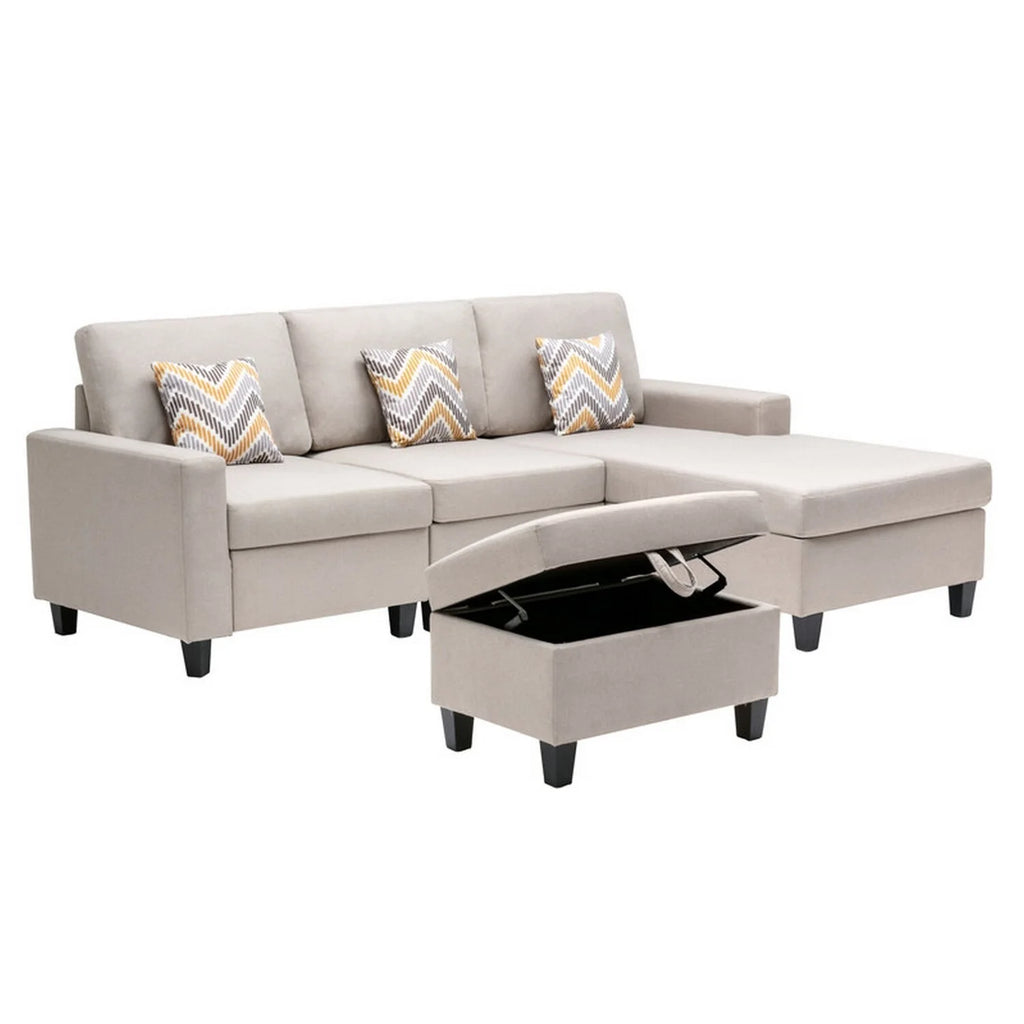 Beige 4 Piece L Shape Sofa with Ottoman M387942