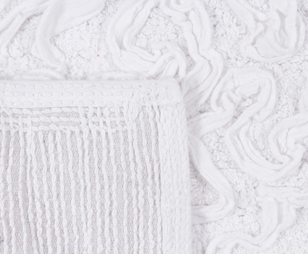 White 4 Piece Cotton Bath Rug Set T6350