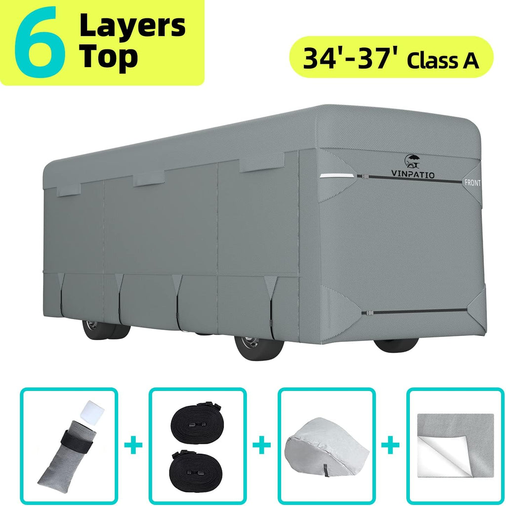 6 Layers Class A RV Cover with 2 Extra Long Straps T714