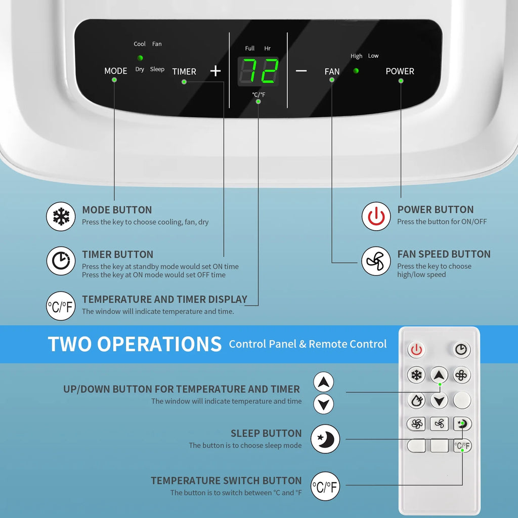 White 9700 BTU Portable Air Conditioner with Dehumidifier Function and Fan Mode with Window Kit Y838