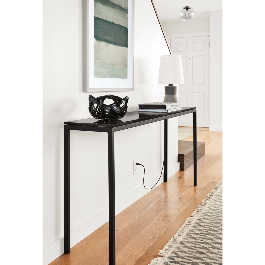 Smoke Tempered Glass Console Table with Graphite Base Z88613