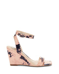 Leather Square-Toe Wedges, Size 7-1/2 Medium, Blush Navy A399