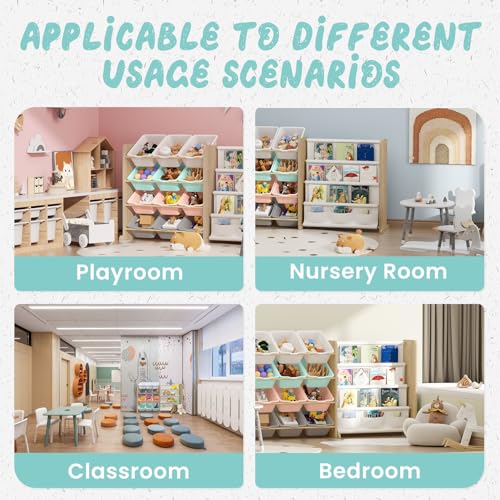 12 Bin 4 Shelf Toy Storage Organizer with Bookshelf L1583