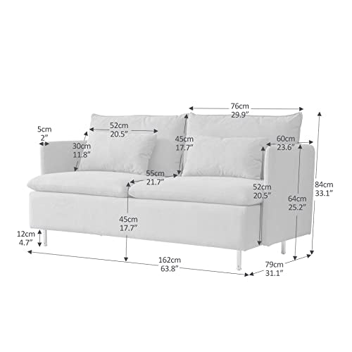 Green Cotton Linen 2-Seat Loveseat Couch O71835