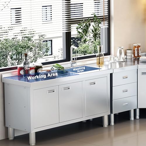 Freestanding Stainless Steel Utility Sink with Cabinet, 21.66 x 63 x 35.43 inches M633889