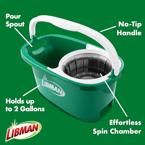 Spin Mop System with Bucket and Wringer, 2 Mop Heads G19239