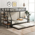 Twin Over Twin Metal Bunk Bed with Drawers (Black) F1989
