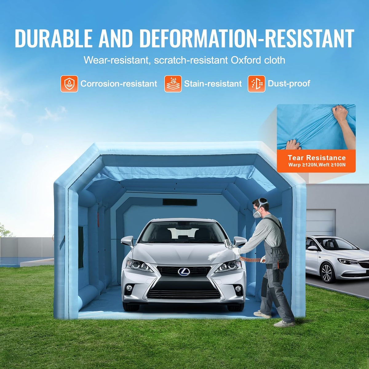 23 x 13.1 x 9 ft Inflatable Spray Booth with Blowers and Air Filter System Q647