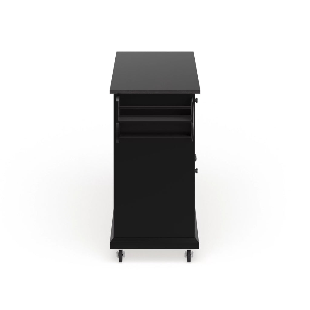 Black Wood Kitchen Cart with Solid Black Granite Top O493128
