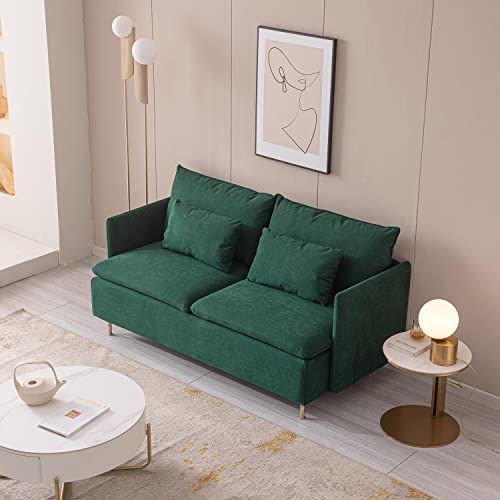 Green Cotton Linen 2-Seat Loveseat Couch O71835