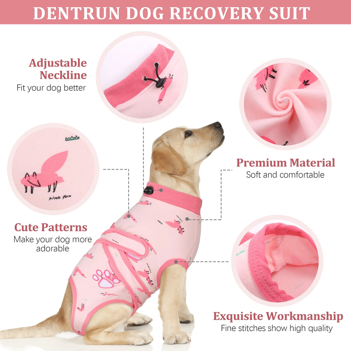 Dog Surgery Recovery Suit, Breathable Abdominal Wound Protector, Anti Licking Recovery Costume X494310