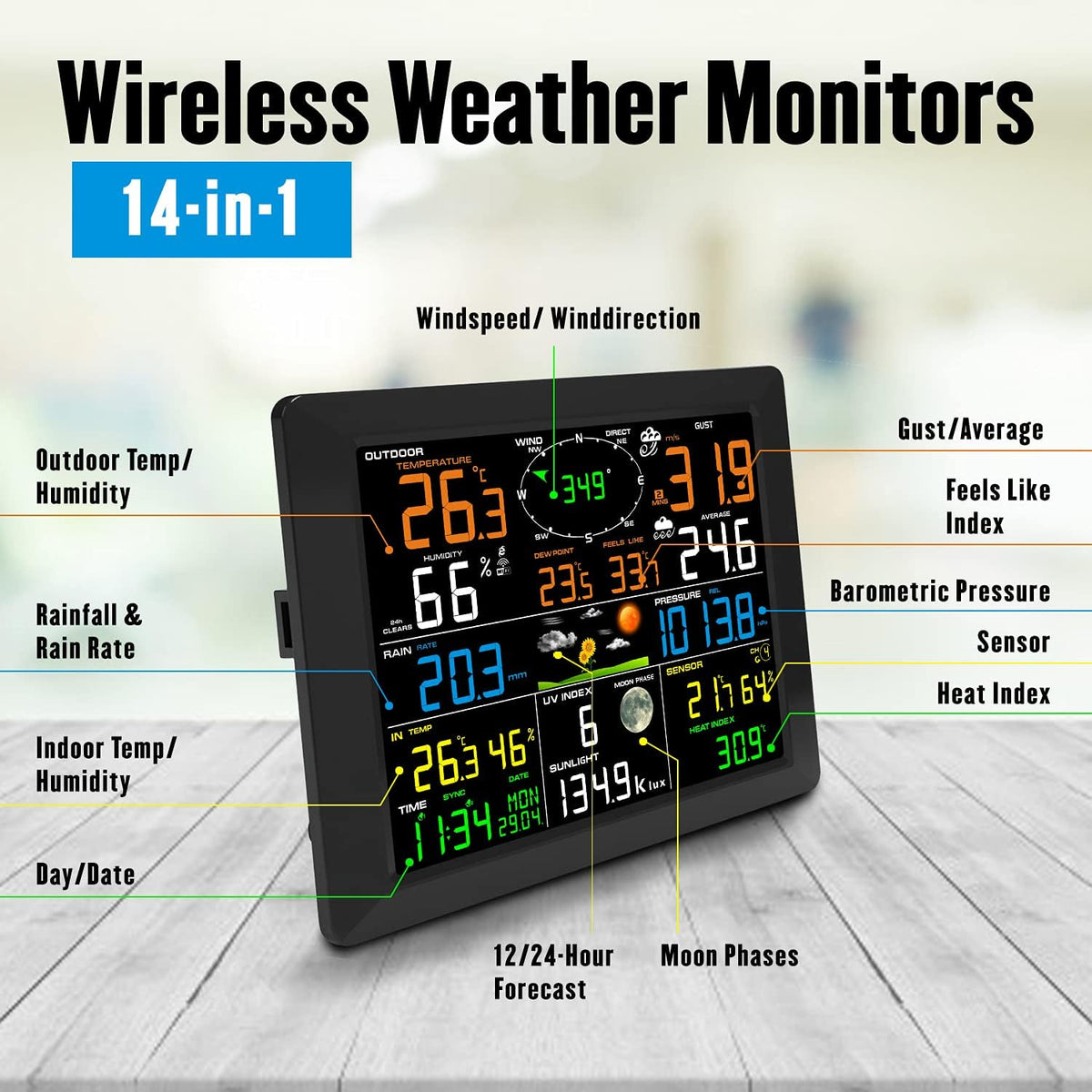 Black WiFi Weather Station with Outdoor Sensor Z4607