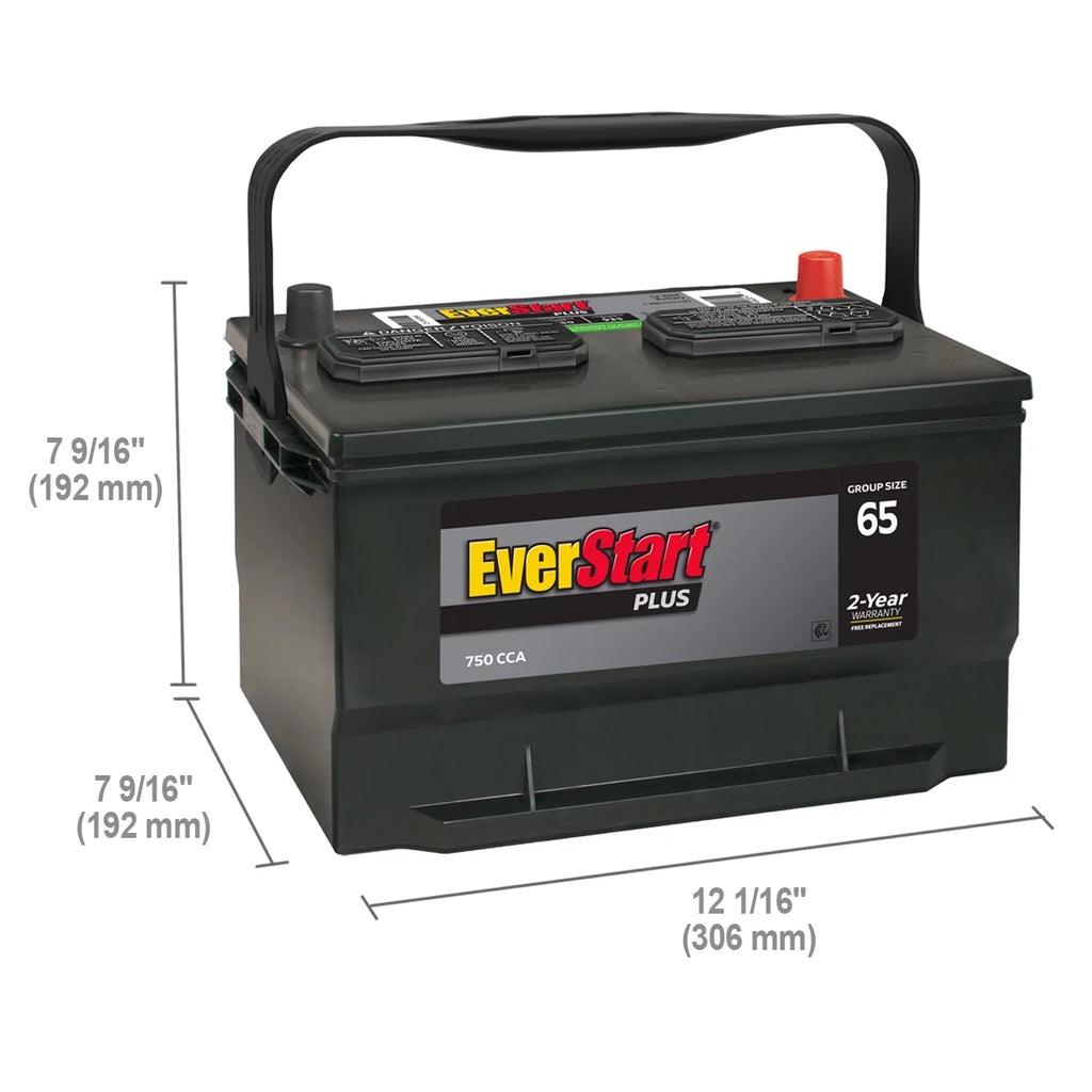 Lead Acid Automotive Battery, Group Size 65 12 Volt, 750 CCA Z90356