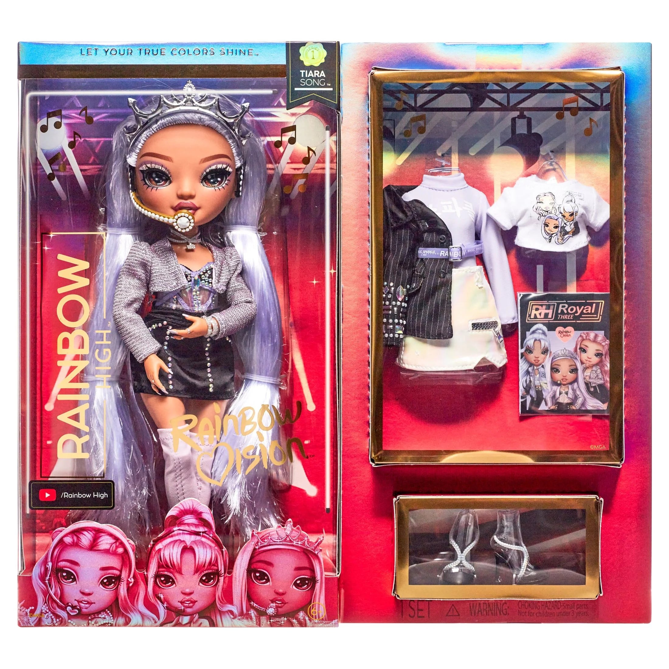 Purple Lilac Fashion Doll with 2 Designer Outfits and Microphone Headset Y846