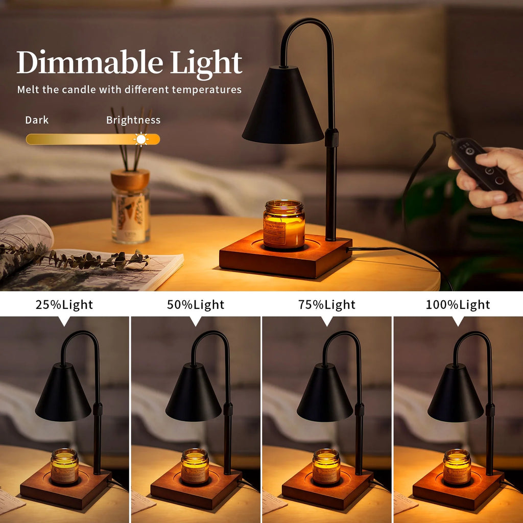 Black Walnut Electric Candle Warmer with Adjustable Height Dimmable Light 2 Bulbs D2351