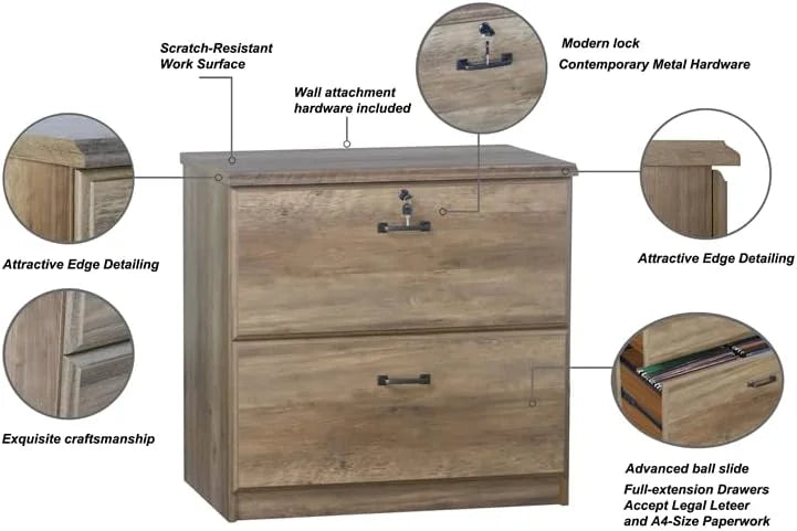 2 Drawer Lateral Filing Cabinet In Rustic Oak L5855