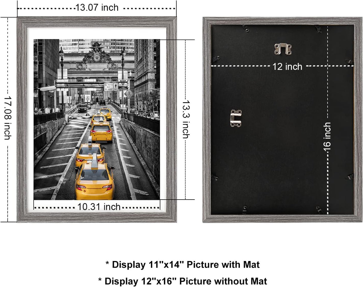 12x16 Solid Wood Picture Frame, Gray K63570