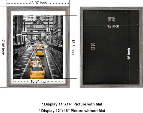 12x16 Solid Wood Picture Frame, Gray K63570