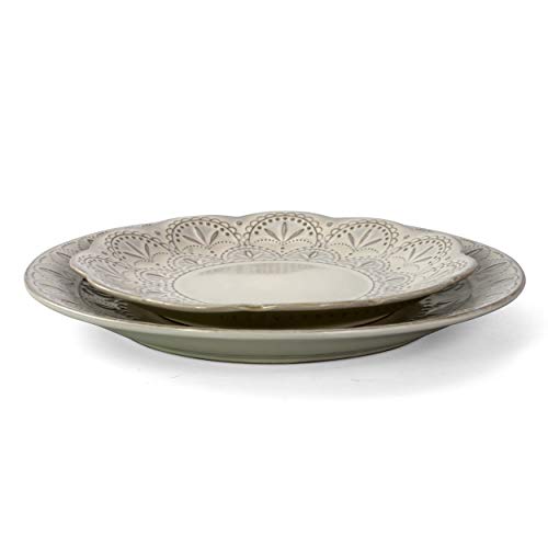 16 Piece White Stoneware Dinnerware Dish Set V162