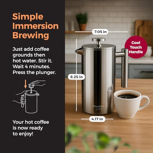 34oz Stainless Steel French Press Coffee Maker Y5964