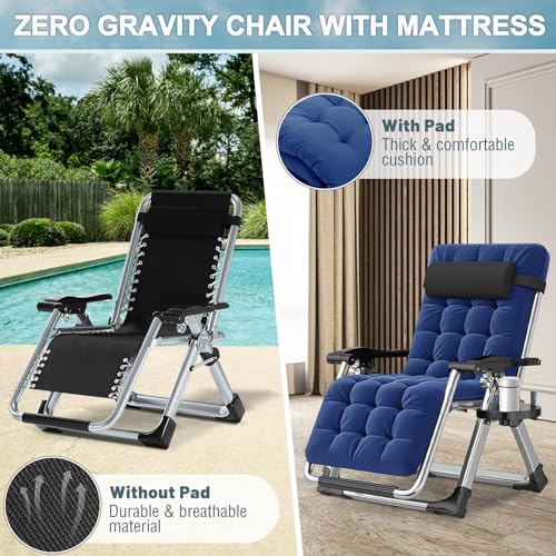 Zero Gravity Folding Lounge Chair with Removable Cushion E3548