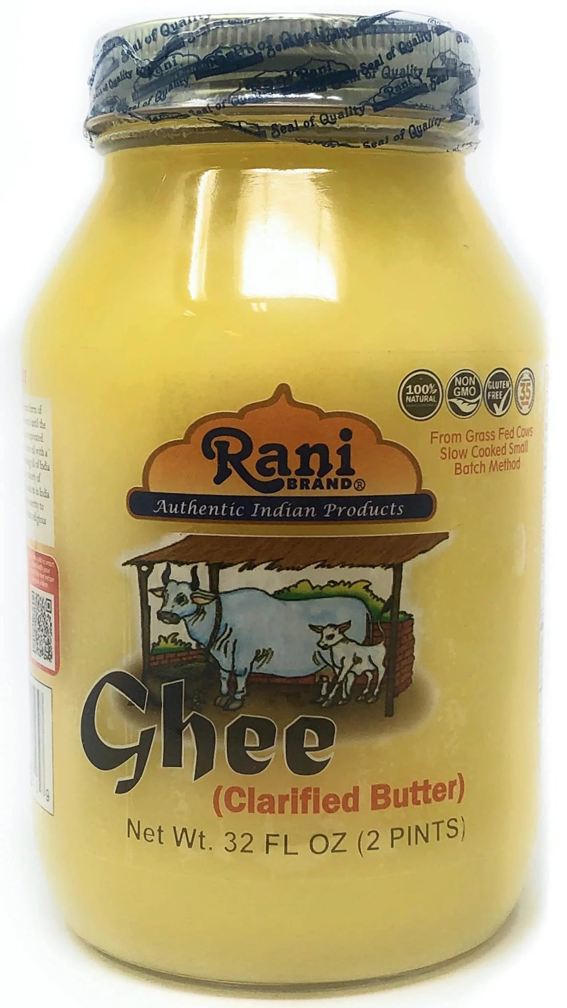 Pure Ghee Clarified Butter 2lbs (32oz) Glass Jar Y5653