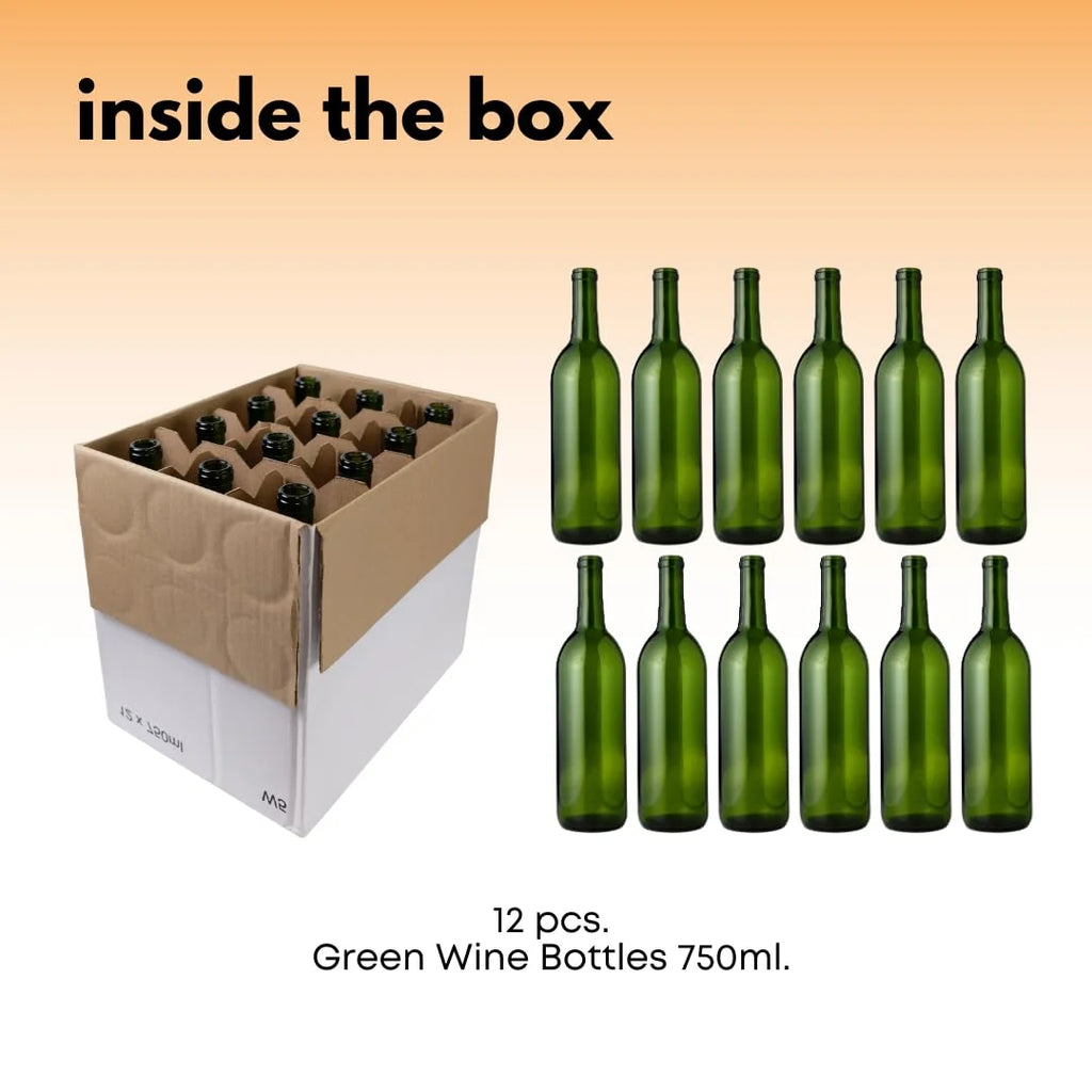 750 Ml Green Wine Bottles (Pack Of 12) S413933