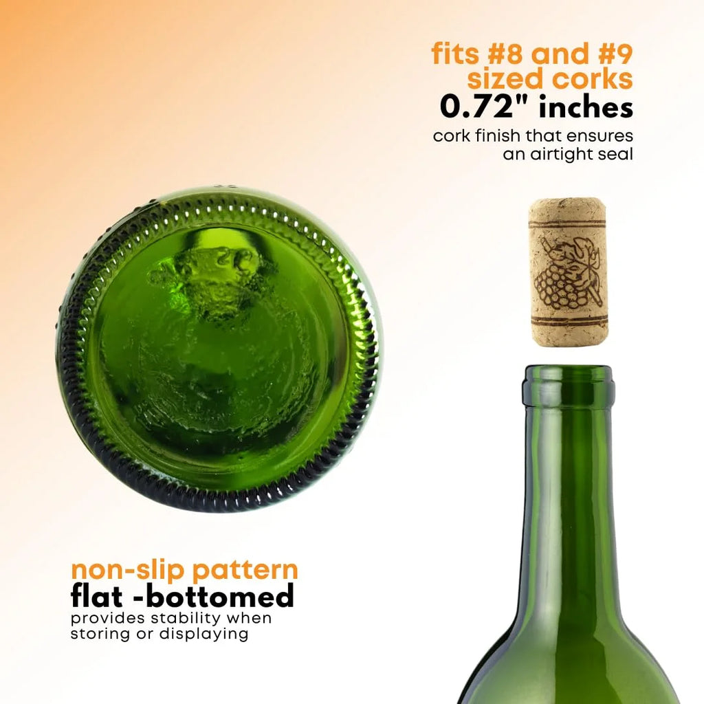 750 Ml Green Wine Bottles (Pack Of 12) S413933