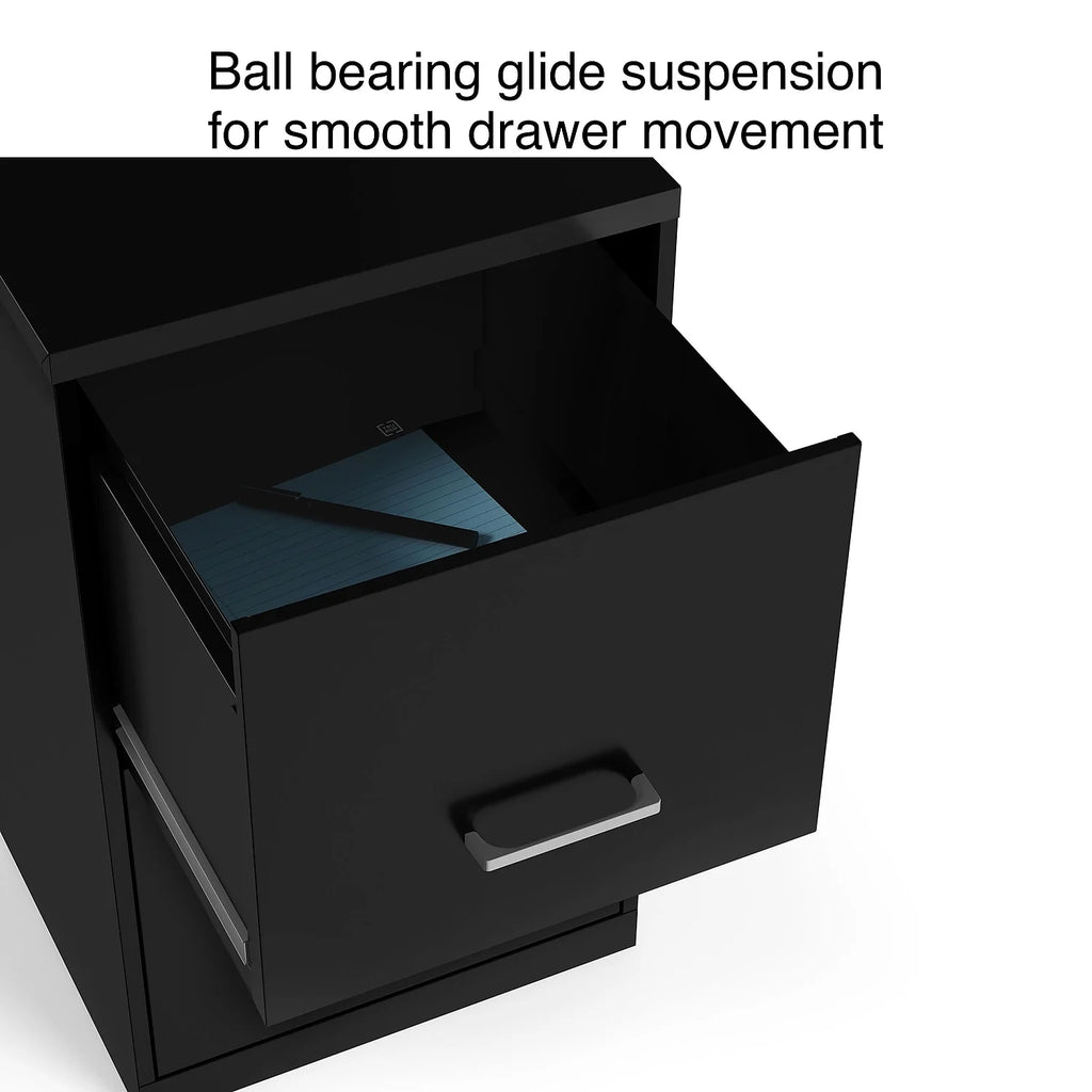 2-Drawer Vertical File Cabinet Locking Letter Black B38814